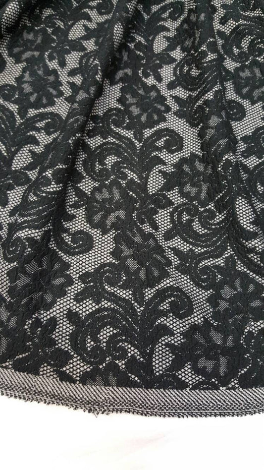 Floral Flowers Stretch Black Jersey Knit Fabric By The Yard Gown Bridal Gorgeous Decoration Draping Table Cloths Clothing