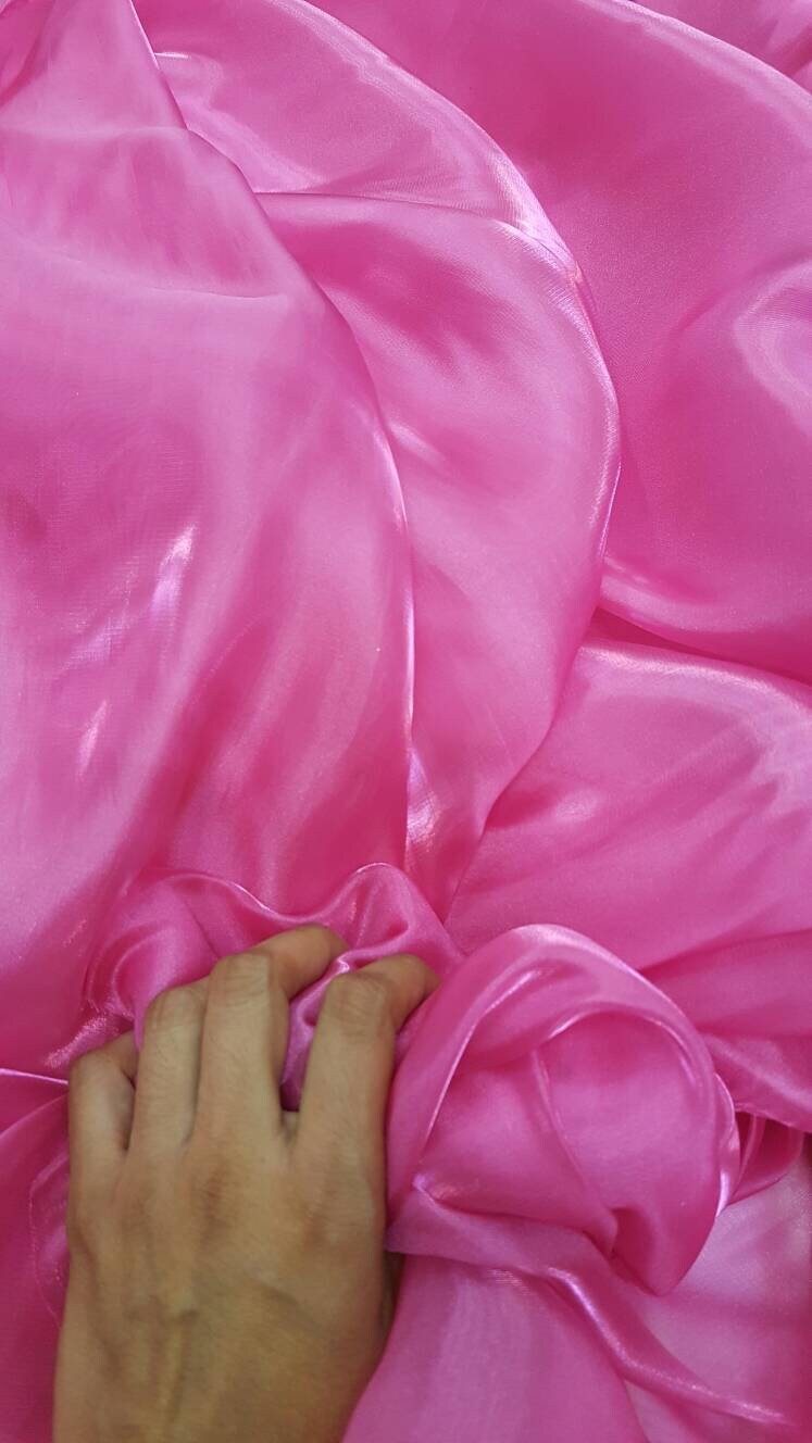 Hot Pink Silk Organza Iridescent Sheer  Fabric Sold By The Yard Party Decoration Clothing Draping Dancer Clothing Fashion Soft Fabric.
