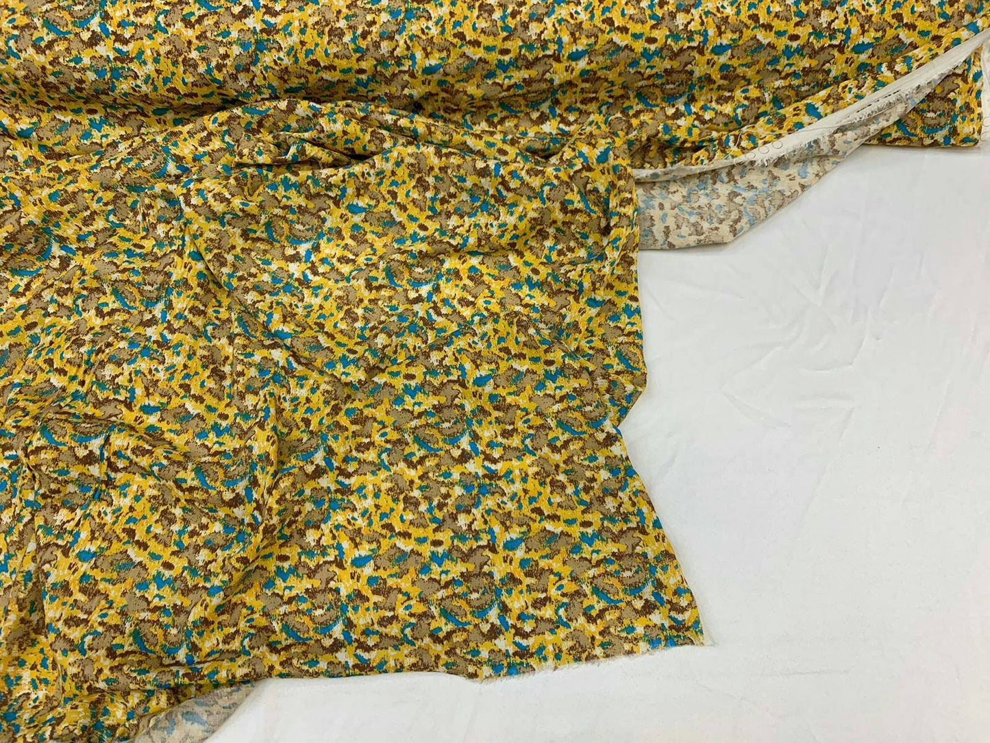 100% Rayon Challis Abstract Yellow Print 54 inches wide Fabric by the yard soft flowy organic kids dress draping clothing decoration