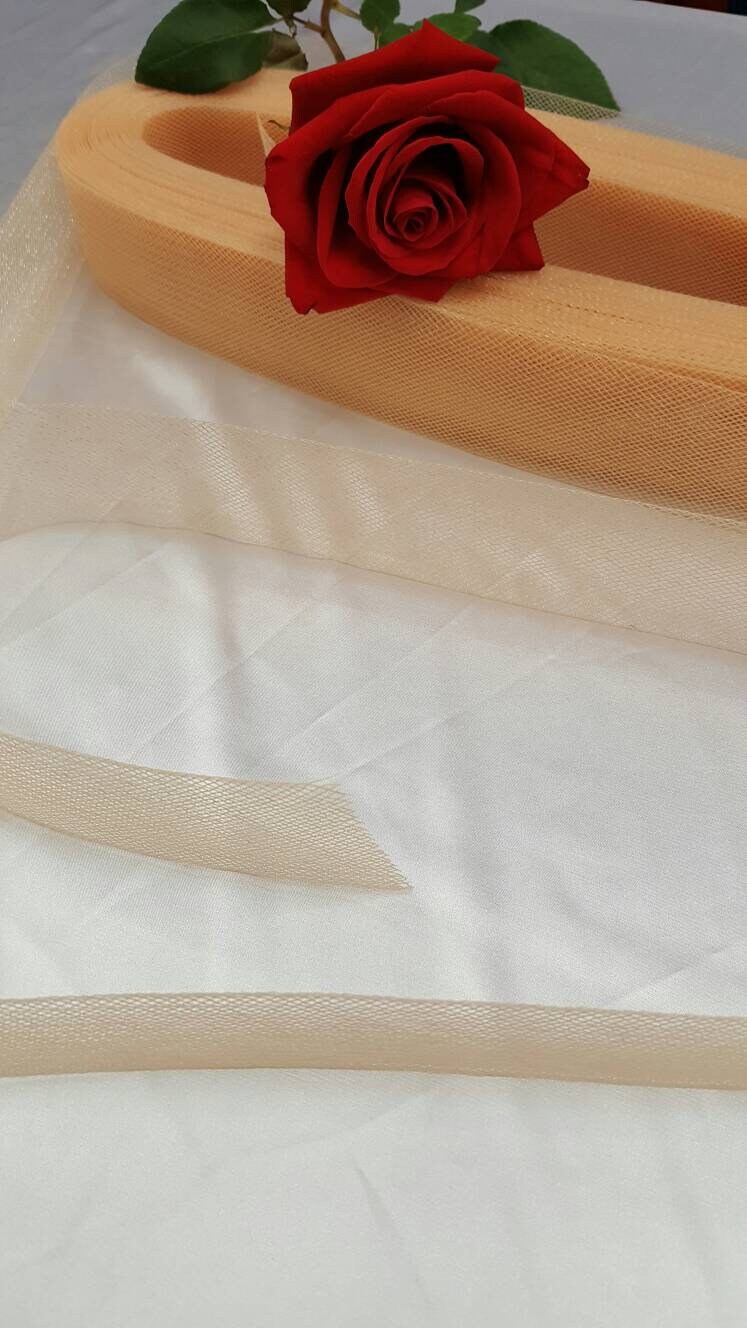 10 Yards Champagne Nude 2" Horsehair Bridal or Crinoline Trim Netting Help to Keep Their Shape Fabric Sold by 10 Yards