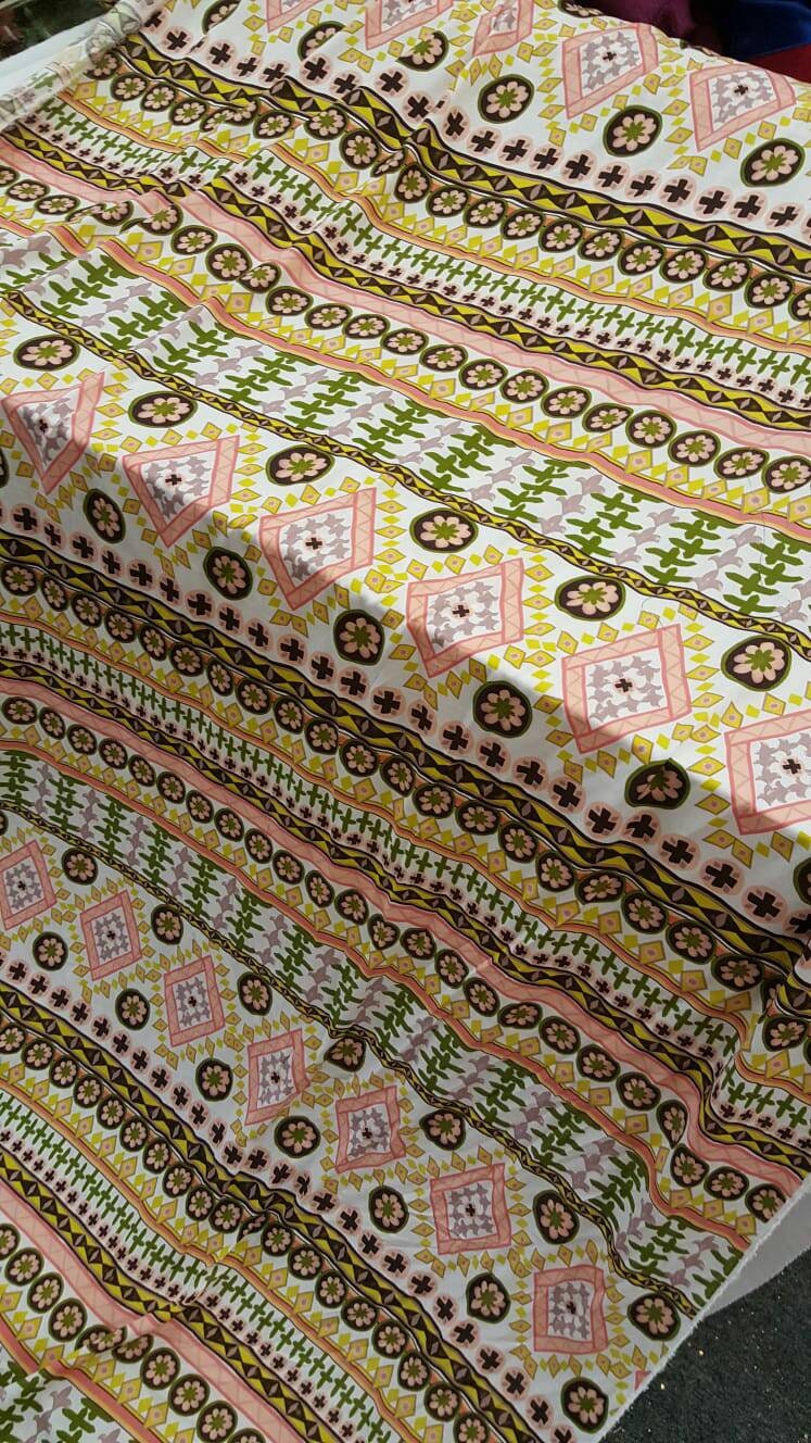 Rayon challis pastel geometric print 58 wide fabric for wedding decorations, tablecloths, curtain, panels special events, crafts kids flowy
