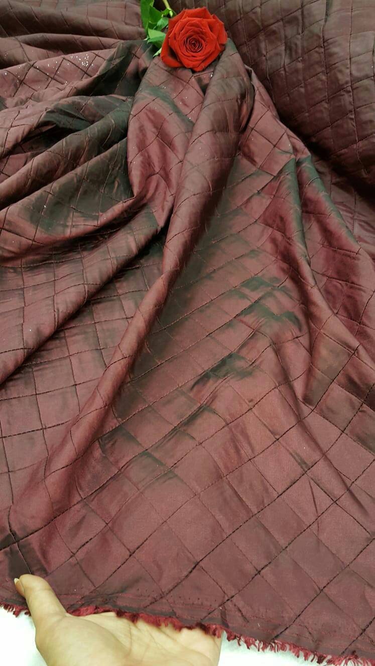 Wine geometric square brocade Taffeta Prom Fabric Sold by the Yard Gown Quinceañera Bridal Evening Dress decoration draping