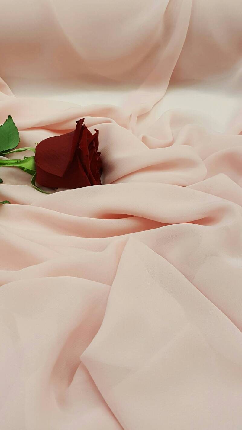 Soft Pink Chiffon Fabric Sold by The yard Ligth weight Sheer Flowy Fabric Decoration Draping Clothing Fashion Soft