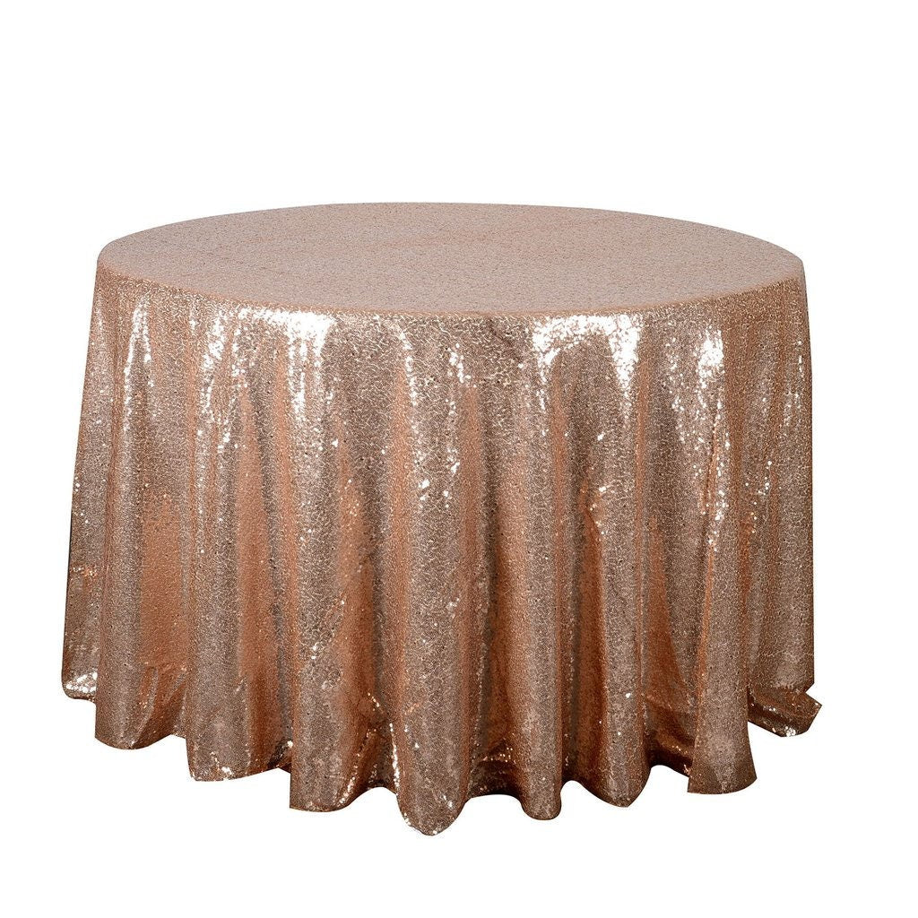 108" Round Sparkly Rose Gold Sequin Table Cloth Sequin Table Cloth, Cake Sequin Tablecloths, Sequin Linens for Wedding