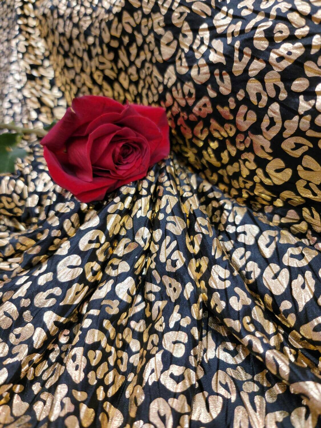 Gold Black Cheetah Stretch Fabric Sold By The Yard Gown Gorgeous Fabric Stretch Clothing Draping Decoration Gorgeous Snake Stretch Fabric