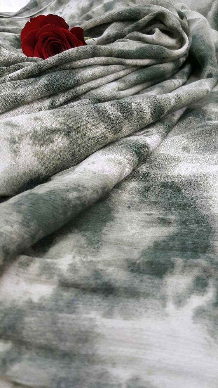 Rayon Challis Fabric By The Yard Tie dye Olive Green Crepe Textured Rayon Clothing Fashion Dress Decoration Draping