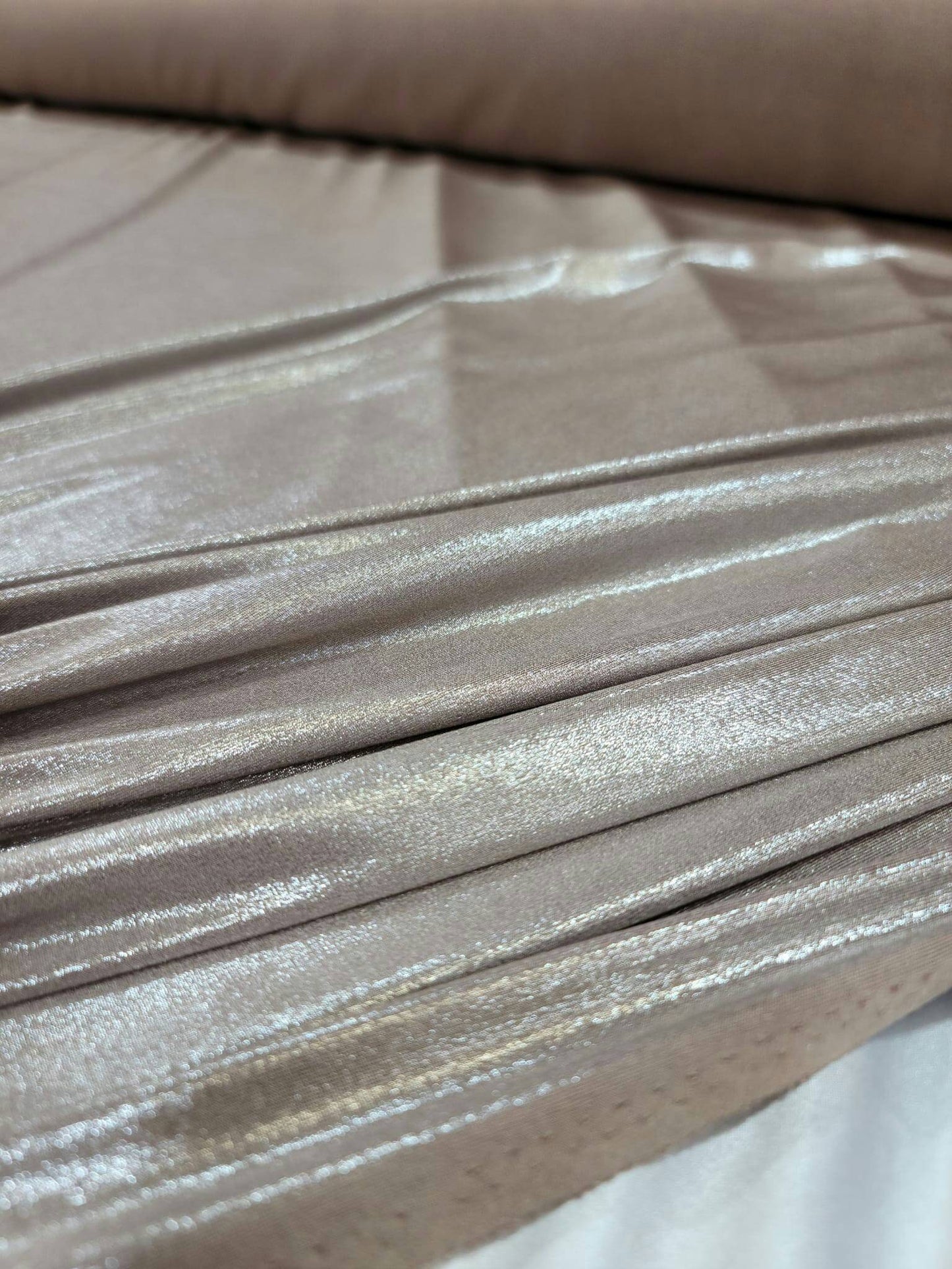 Champagne Spandex Sparkly Shimmer Glossy Stretch Fabric Sold By The Yard Gown Dress Prom Bridal Evening Dress Clothing Background