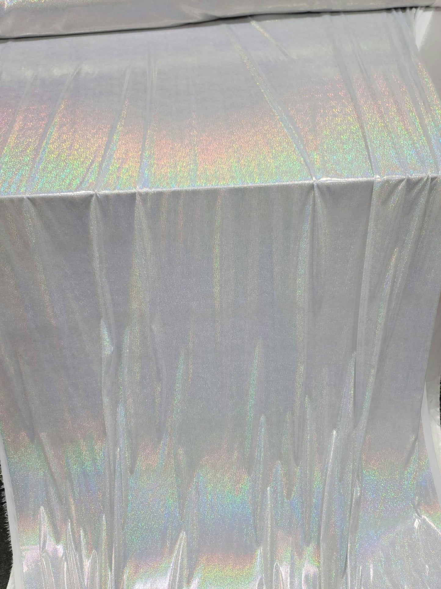 Iridescent Silver Sparkly Glitter Polyester Fabric Sold By The Yard Dress Clothing Hologram Shimmer Bridal Evening Dress Decoration Clothing