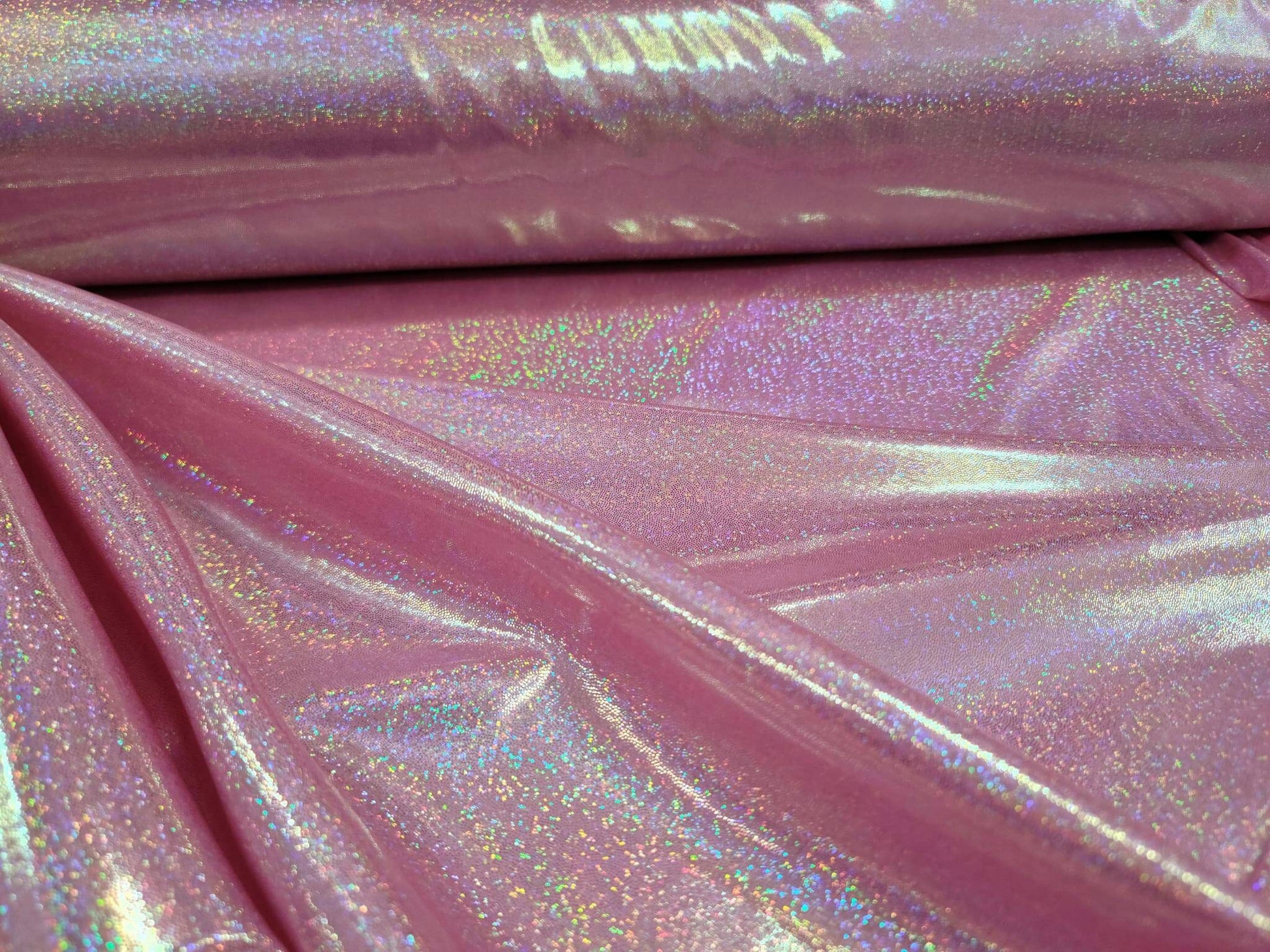 Pink Sparkly Glitter Foil Fabric By The Yard Glossy Ligth Weight