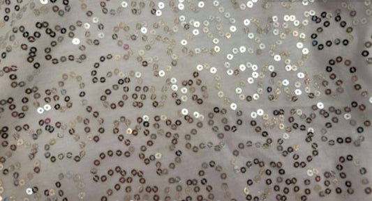 White Jersey knit stretch Silver Sequin Embroidery Fabric By The Yard