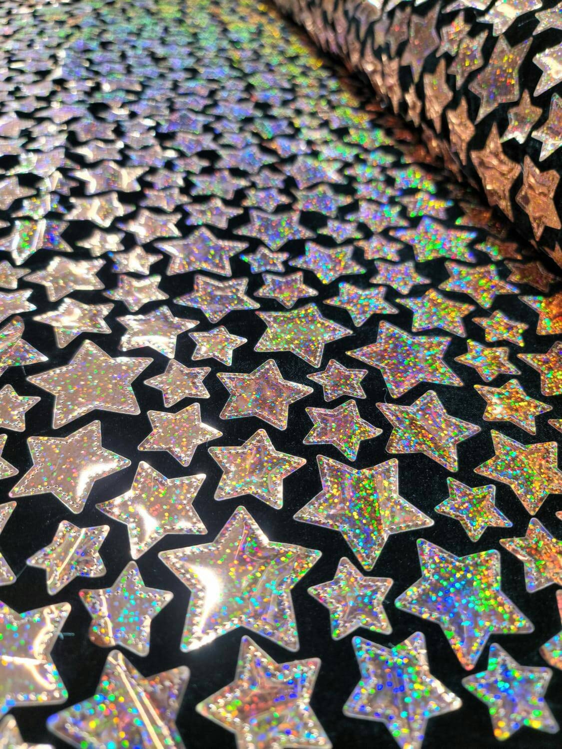 Rose Gold Stars Iridescent On Black Stretch Velvet Fabric By The Yard Clothing Decoration Christmas