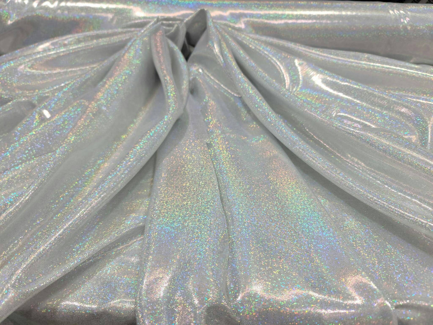 Iridescent Silver Sparkly Glitter Polyester Fabric Sold By The Yard Dress Clothing Hologram Shimmer Bridal Evening Dress Decoration Clothing