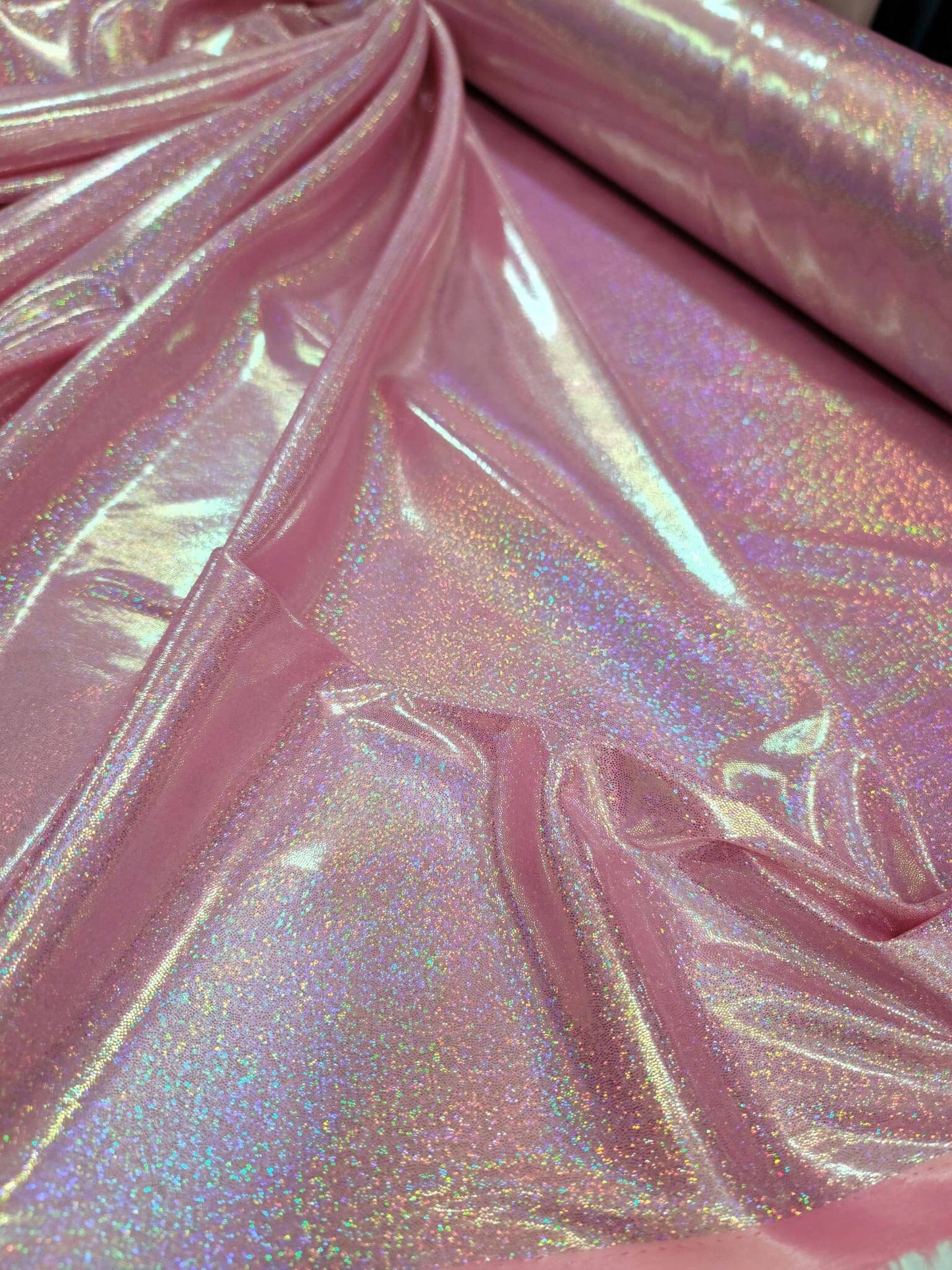 Pink Sparkly Glitter Foil Fabric By The Yard Glossy Ligth Weight Lame  Gown Party Dress Decoration Shimmer Holografic Fashion Prom Party