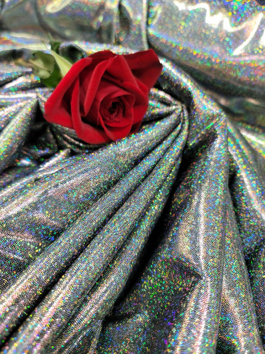 Black Glitter Sparkly Iridedcent Fabric By The Yard Fashion New Fabric Glossy Dress Clothing Elegant Luxury Hologram Glitz