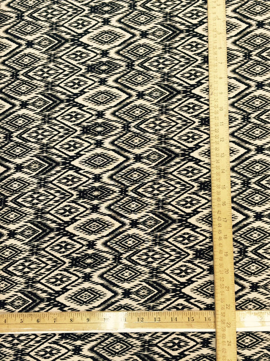 100% Rayon Challis. Black and Tan Geometric Pattern. Fabric by the Yard soft flowy organic kids dress draping clothing decoration