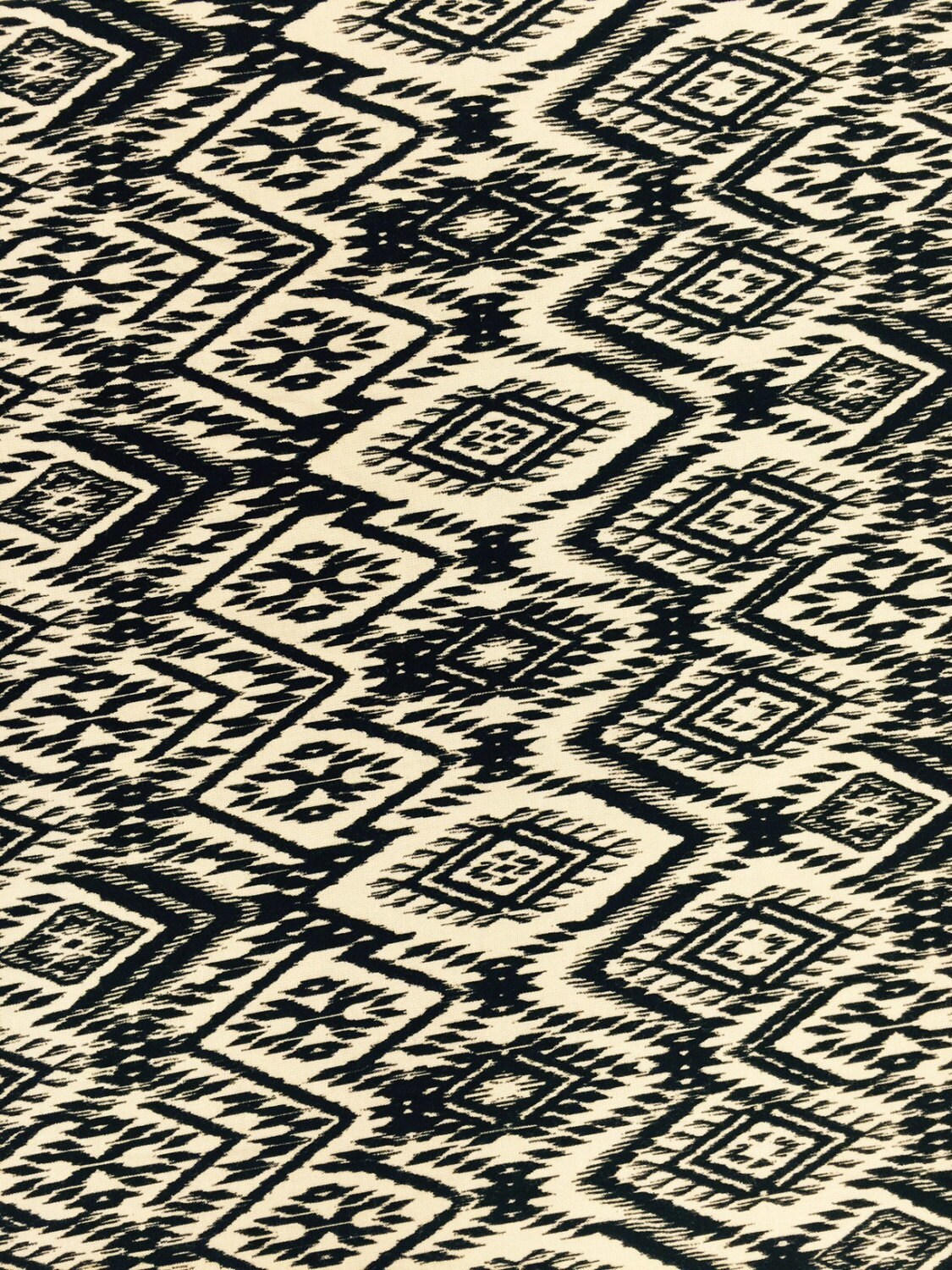 100% Rayon Challis. Black and Tan Geometric Pattern. Fabric by the Yard soft flowy organic kids dress draping clothing decoration