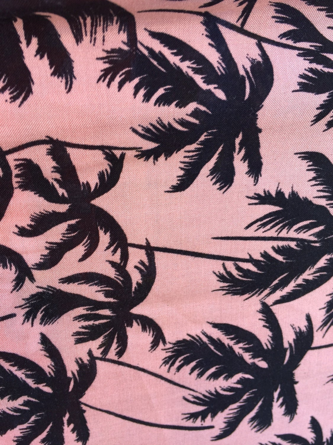 100% rayon challis Palm trees on Tuscan pink background soft tropical flowy fabric sold by the yard dress
