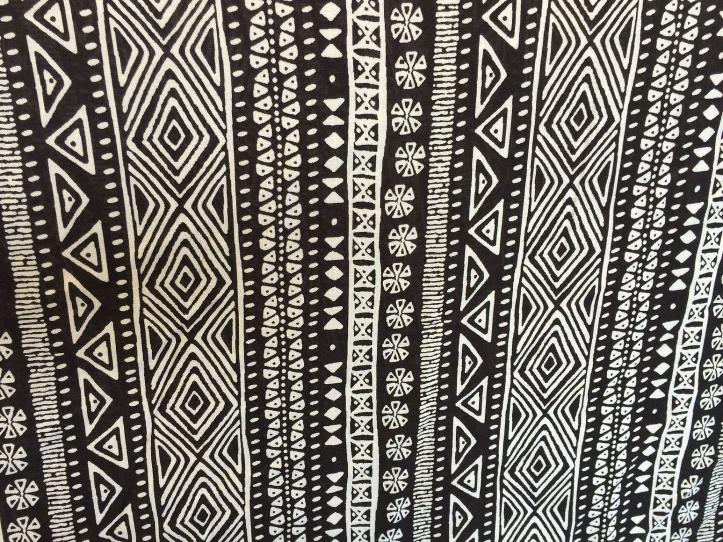 100% Rayon crepe Aboriginal inspired print off white N black fabric sold by the yard soft organic kids dress draping clothing decoration