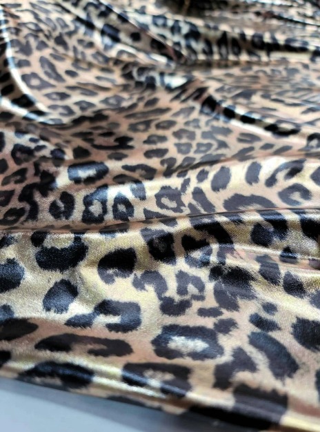 Animal Print Spandex Stretch Cheetah Metallic Foil Fabric Sold by the Yard Gown Prom Decoration