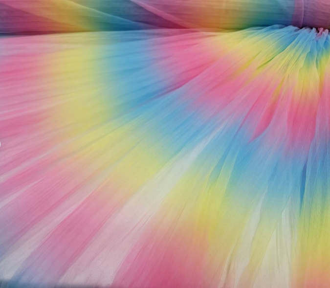 Rainbow Pleated Tulle Fabric By The Yard Gown Accordion Tulle Multicolor Fabric Clothing Backdrop