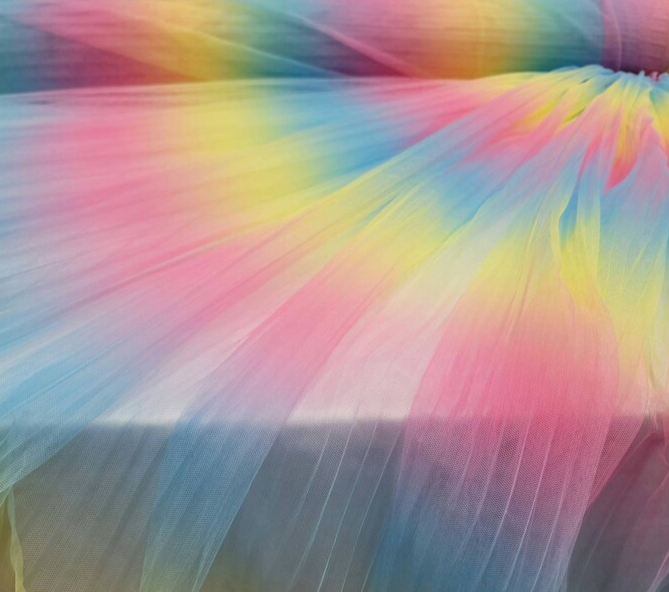 Rainbow Pleated Tulle Fabric by the Yard - Stunning Accordion Pleats - Ideal for Gowns, Clothing, and Vibrant Backdrops
