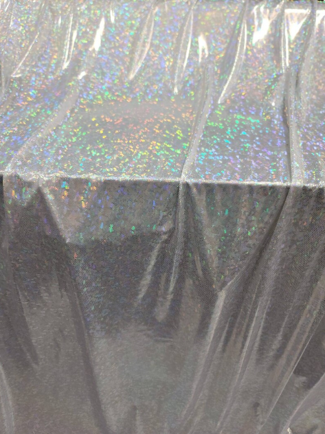 Iridescent Silver Stretch Spandex Foil Geometric Abstract Fashion Fabric Sold By The Yard Backdrop Clothing