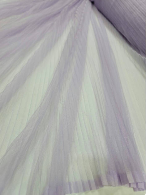 Lavender Mesh Quinceañera Evening Pleated Lace Fabric By The Yard Sweet 16 Draping Gown Accordion