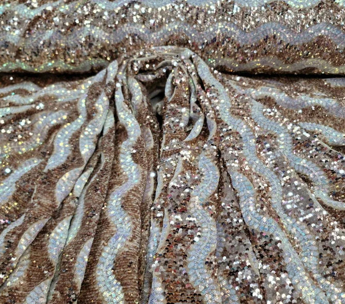 Champagne Gold Sequin Embroidery White Iridescent Sequin On Stretch Velvet Fabric By The Yard Clothing Backdrop Party Decoration